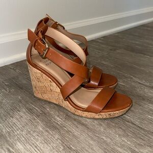 Brown Strappy Cork Wedges